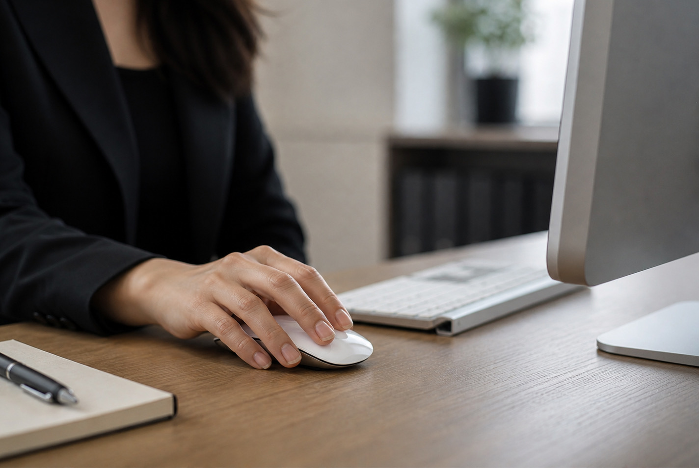 Juridisk rådgiver arbejder ved en computer